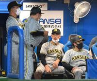 　８回、ベンチから試合を見つめる矢野監督（撮影・堀内翔）