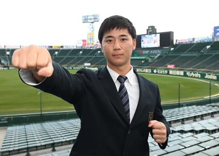 　聖地での活躍を誓う井坪（撮影・飯室逸平）