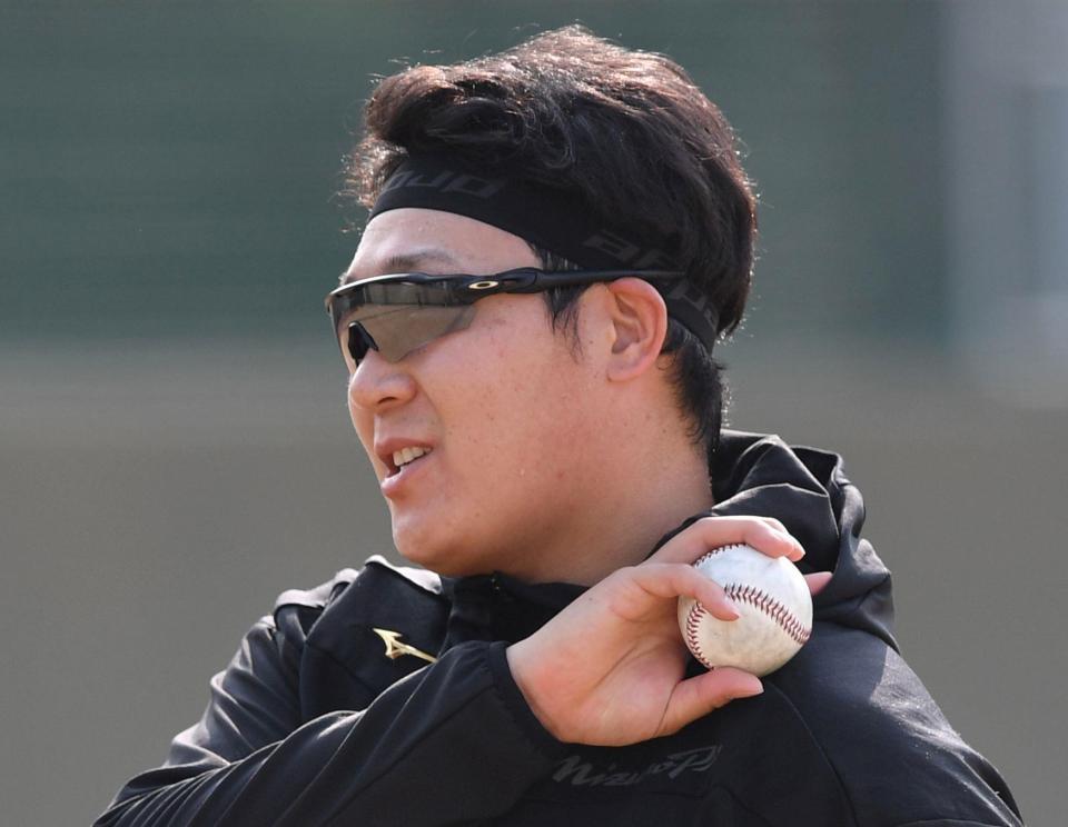 　自主トレを公開した大山（撮影・中田匡峻）