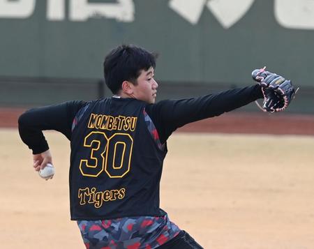 　キャッチボールする門別（撮影・山口登）