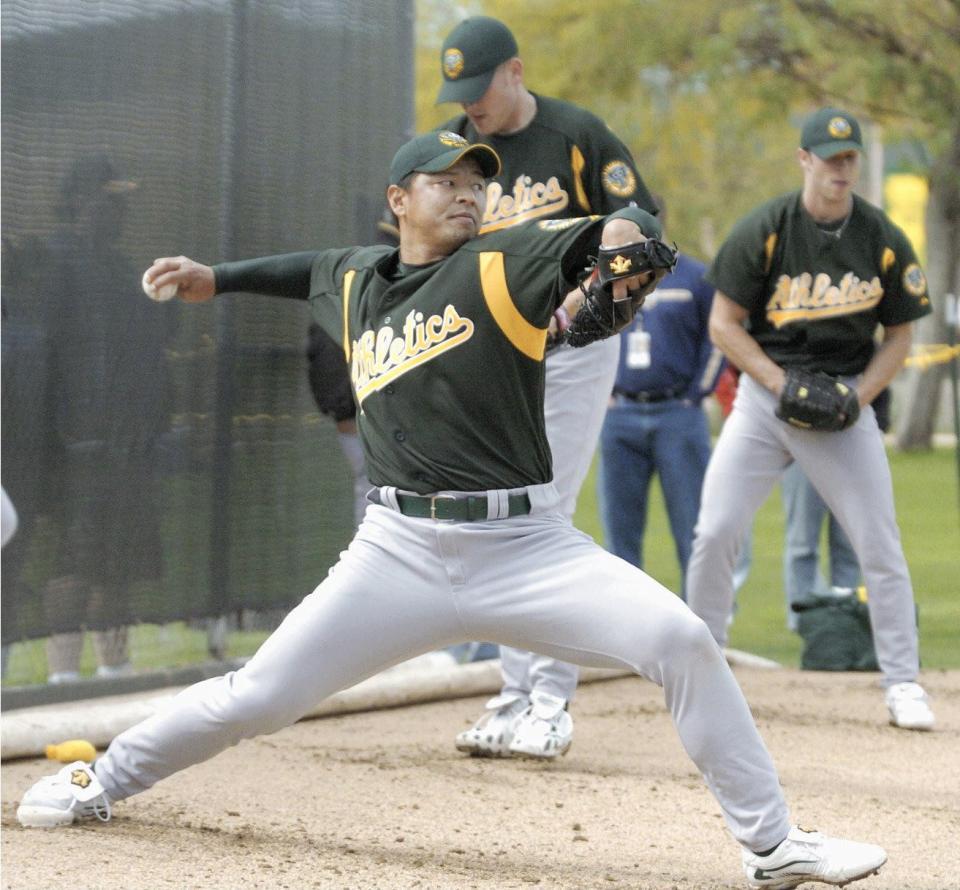 　アスレチックス時代の藪＝０５年２月（共同）