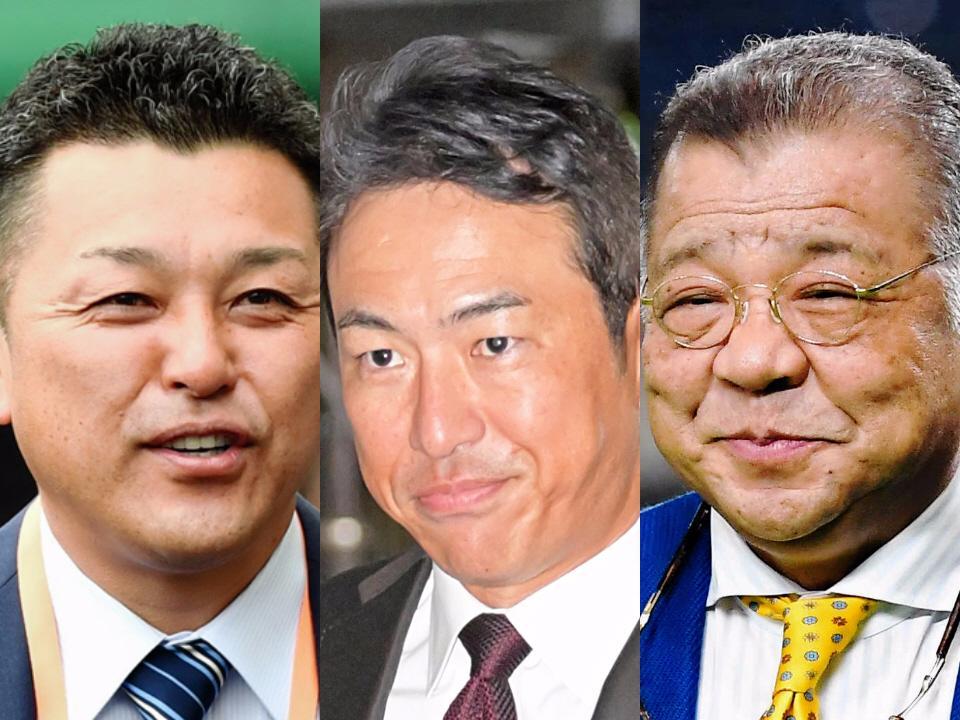 　（左から）谷繁元信氏、黒田博樹氏、掛布雅之氏