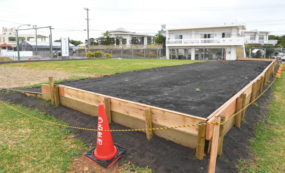 　建設中のブルペン（投手側）撮影・高部洋祐