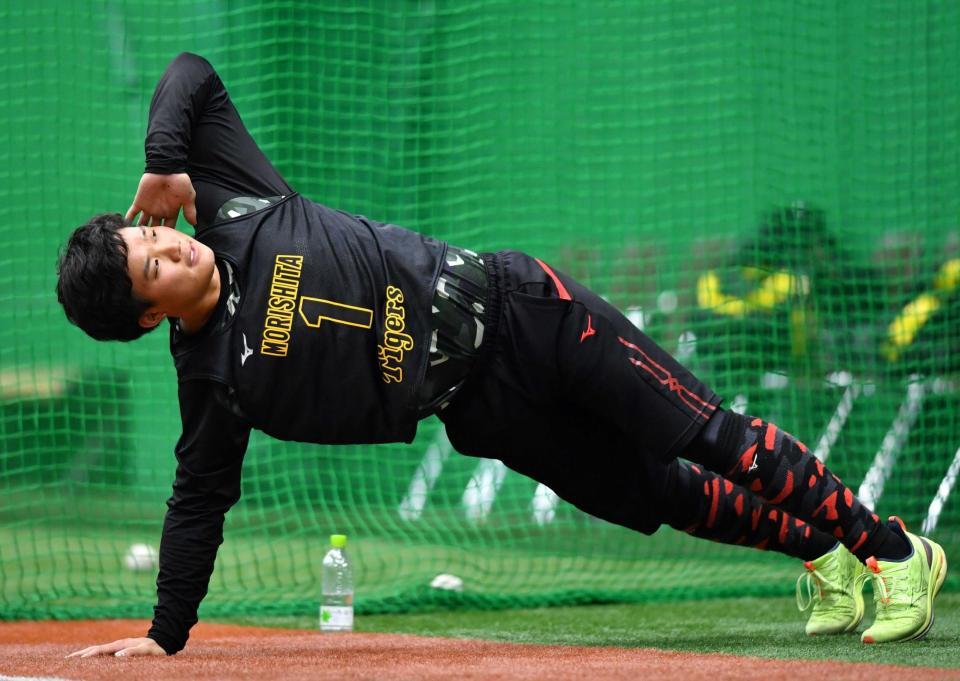 　トレーニングをする森下（撮影・中田匡峻）