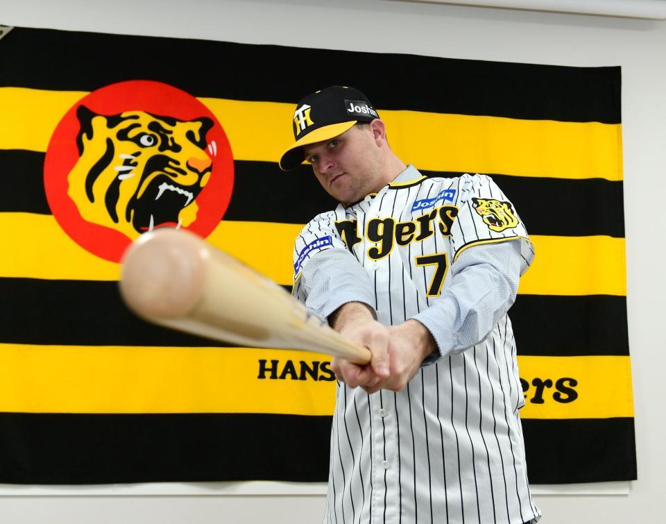 　阪神での活躍を誓うシェルドン・ノイジー（撮影・山口登）