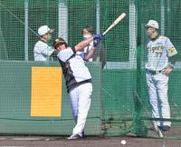 　ランチ特打で快音を響かせるノイジー（撮影・立川洋一郎）