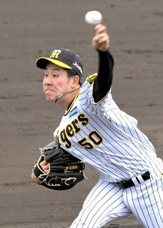 　シート打撃で好投を見せた富田（撮影・北村雅宏）