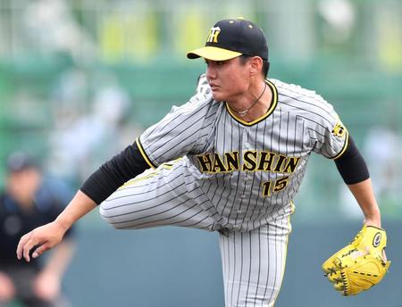 　シート打撃で登板した西純（撮影・中田匡峻）