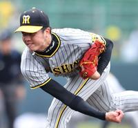 　シート打撃で登板した才木（撮影・中田匡峻）