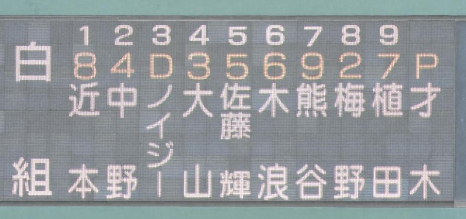 　白組の先発オーダー（撮影・高部洋祐）