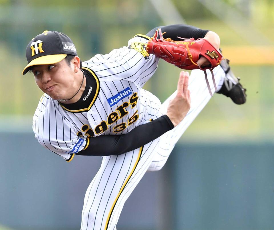 　紅白戦の白組で先発した才木（撮影・中田匡峻）