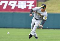 　シートノックを受ける森下（撮影・中田匡峻）