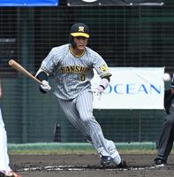 　２回、中前打を放つ木浪（撮影・飯室逸平）