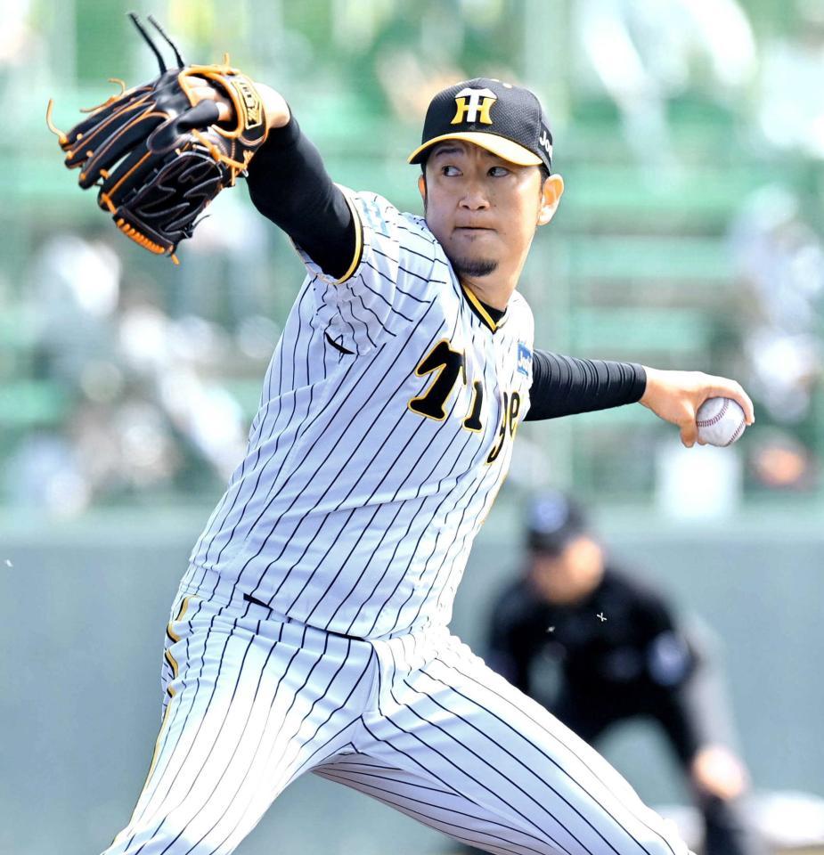 　サムスンとの練習試合に先発し力投する岩貞（撮影・西岡正）