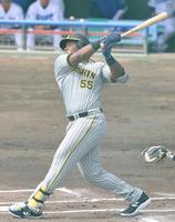 　１回、右前打を放つミエセス（撮影・高部洋祐）