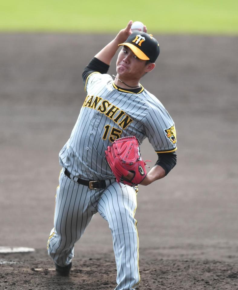 　２軍の日本ハム戦に先発し４回３失点の西純（撮影・開出牧）