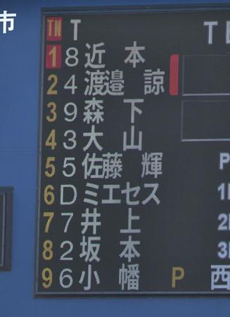 　試合前に発表されたスタメン（撮影・開出牧）