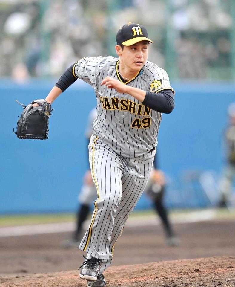 　６回に登板し、好投した大竹（撮影・西岡正）