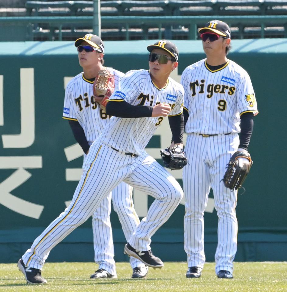 　シートノックの打球を追う井上（撮影・立川洋一郎）