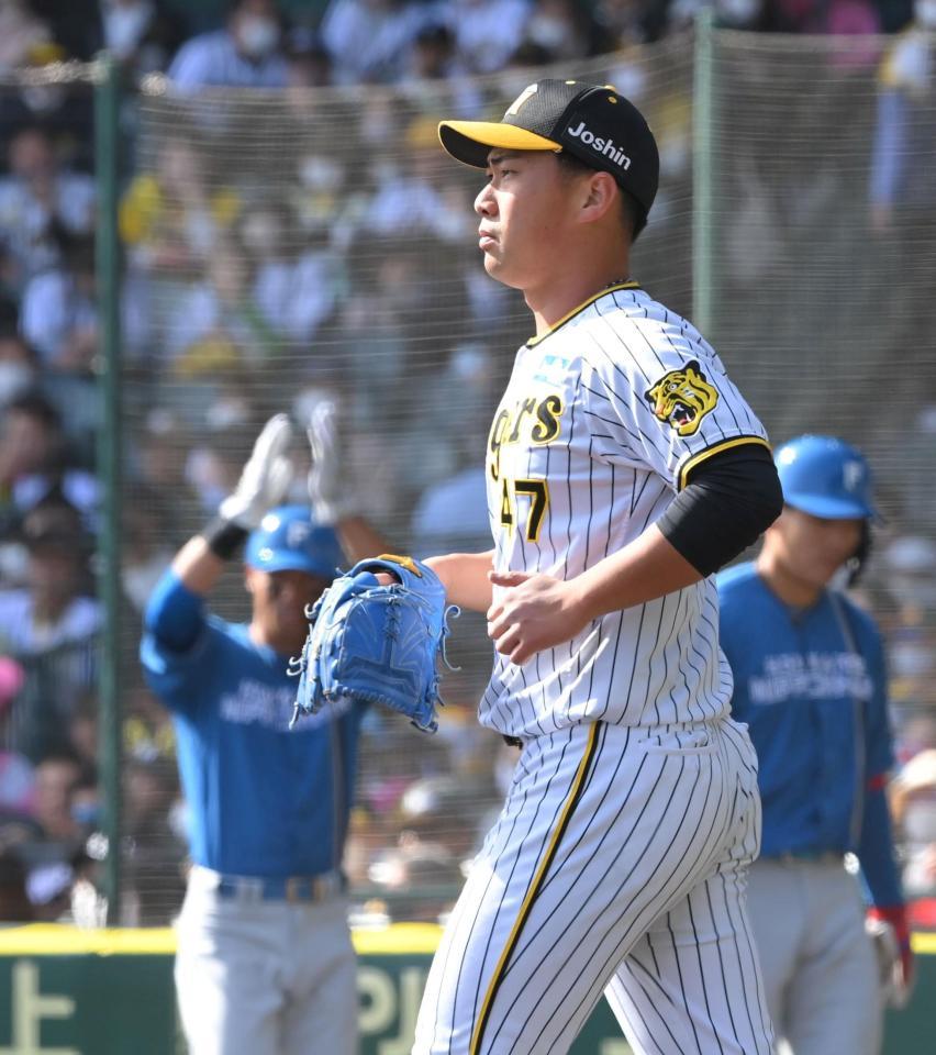 　５回、松本剛に逆転打を浴びた桐敷（撮影・高部洋祐）