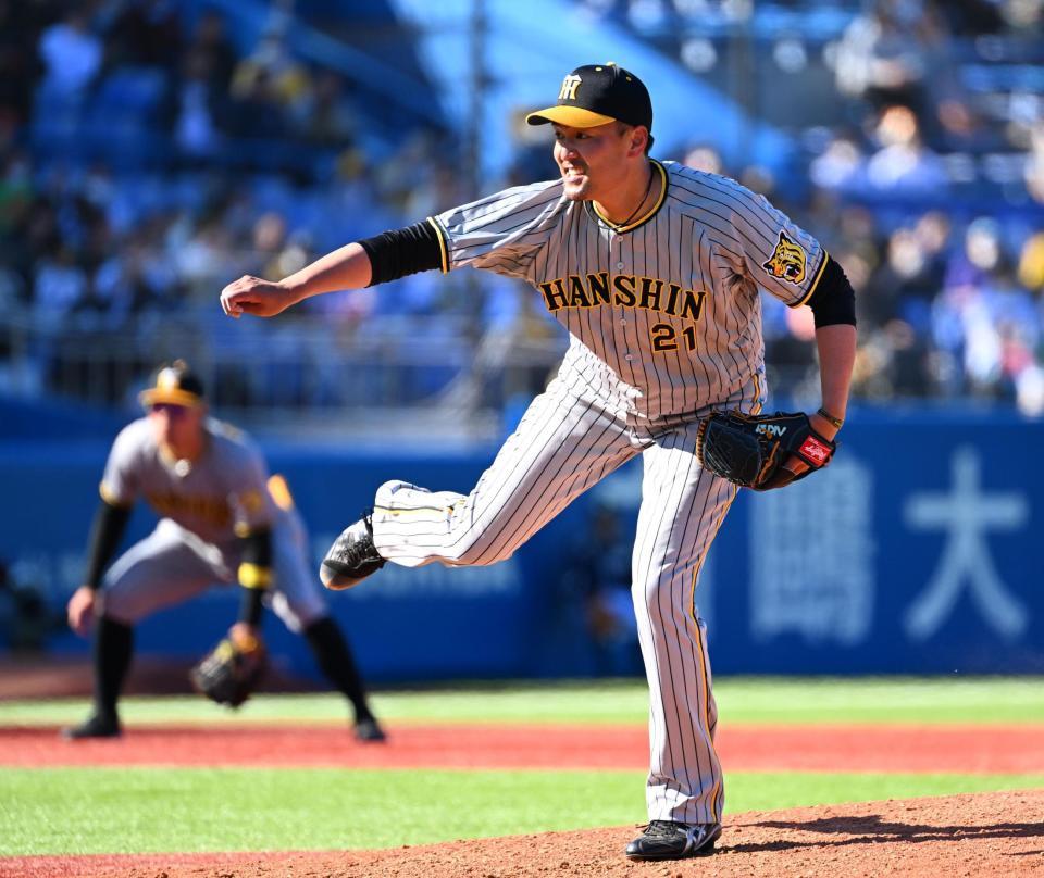 　力投する秋山（撮影・金田祐二）