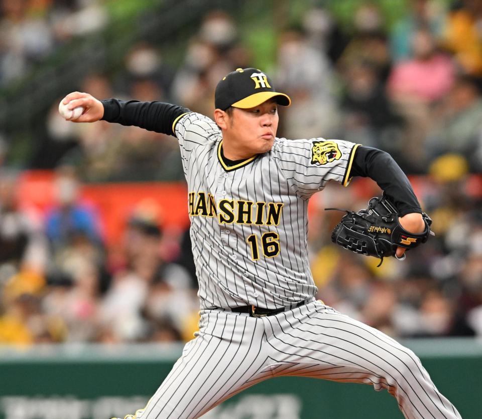 　力投する西勇（撮影・金田祐二）