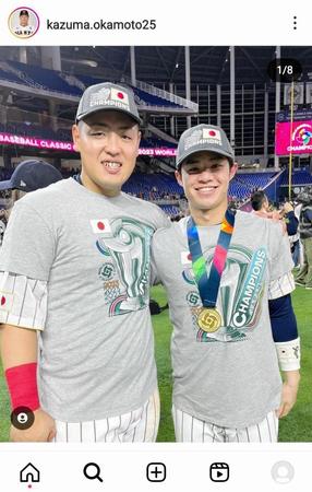 　巨人・岡本和真内野手のインスタグラム（ｋａｚｕｍａ．ｏｋａｍｏｔｏ２５）より