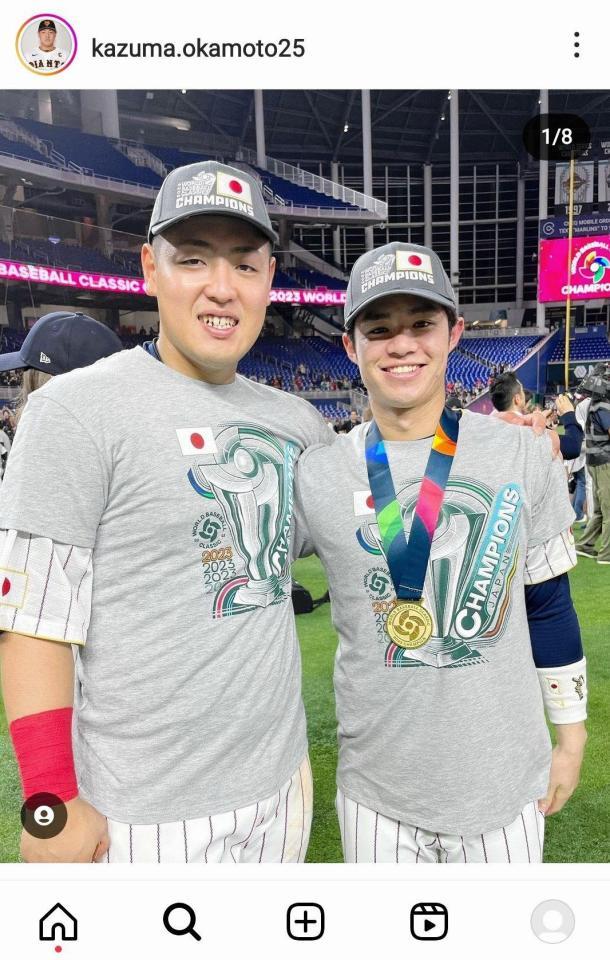 　巨人・岡本和真内野手のインスタグラム（ｋａｚｕｍａ．ｏｋａｍｏｔｏ２５）より