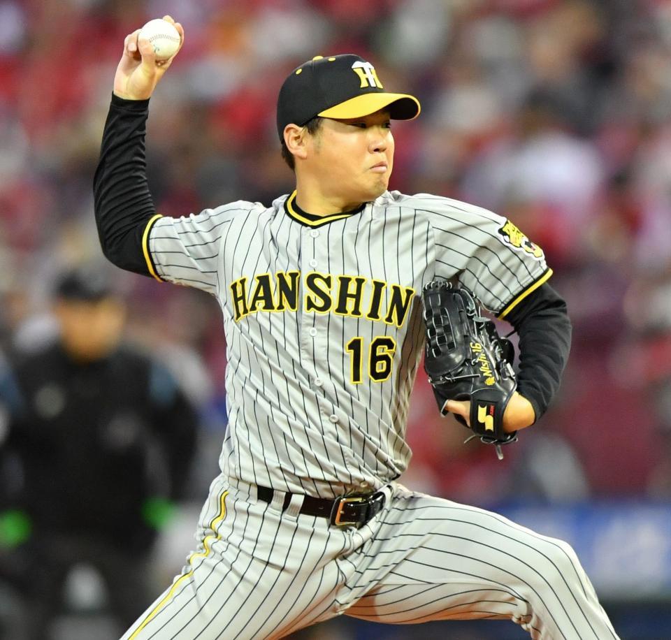 　力投する先発の西勇（撮影・中田匡峻）