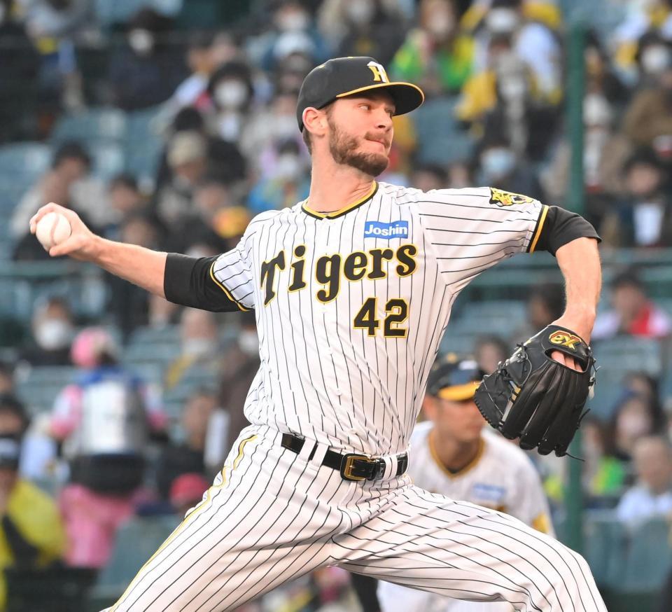 　力投するＫ・ケラー（撮影・高部洋祐）