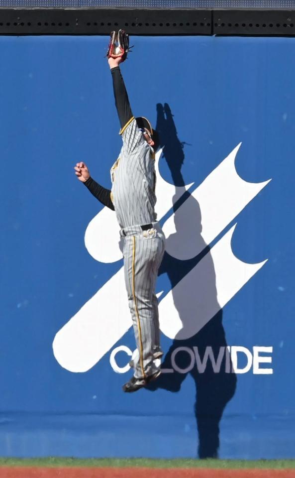 　２回、関根の打球を好捕する森下（撮影・高部洋祐）