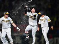 　９回、逆転サヨナラ適時打を放った中野（撮影・中田匡峻）