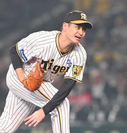 力投する阪神・大竹（撮影・高部洋祐）