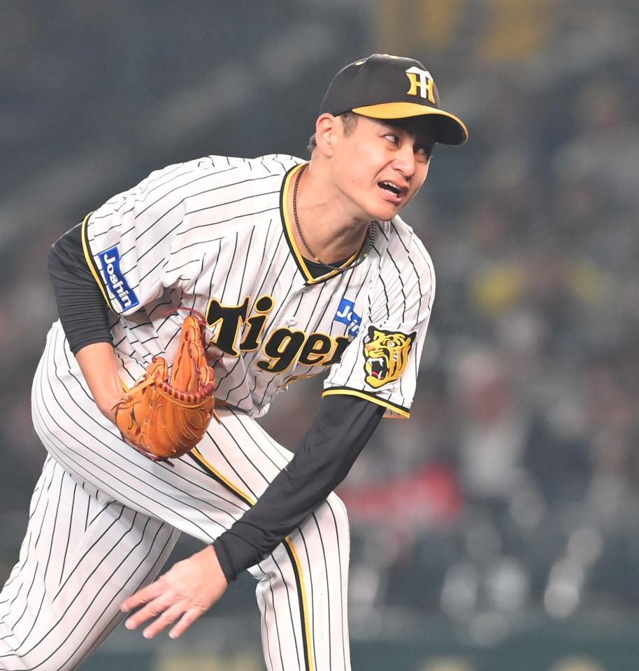 力投する阪神・大竹（撮影・高部洋祐）