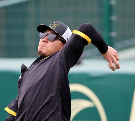 　キャッチボールする伊藤将（撮影・山口登）