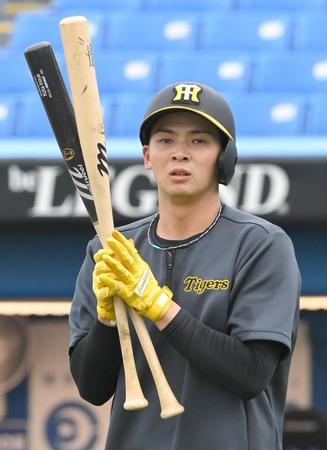 　試合前、打撃練習に臨む井上（撮影・高部洋祐）