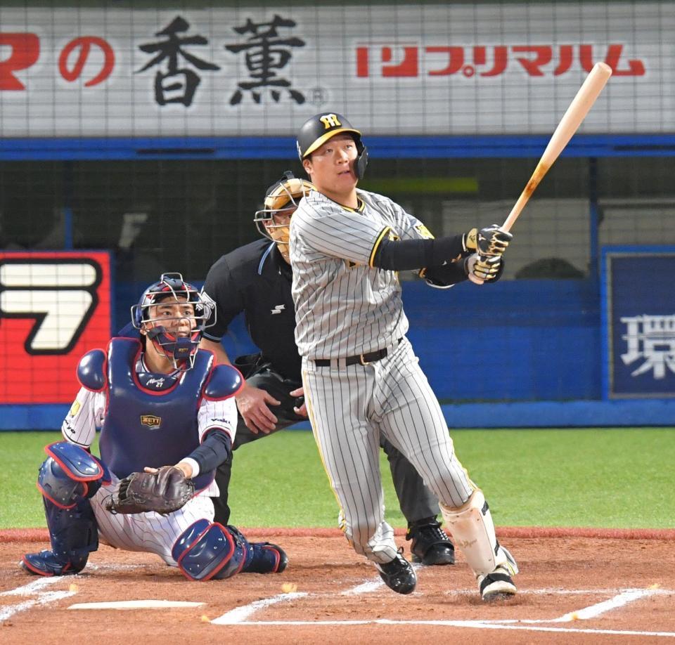 ２回、チーム初安打を放つ大山（撮影・西岡正）