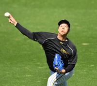 　キャッチボールをする青柳（撮影・中田匡峻）