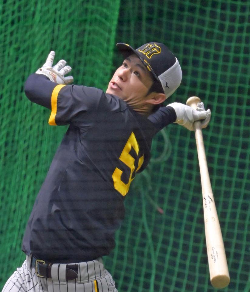 　フリー打撃で打ち込む中野（撮影・立川洋一郎）