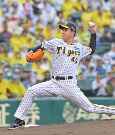 　力投する先発の大竹（撮影・立川洋一郎）