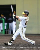 　４回、満塁本塁打を放つ板山（撮影・石井剣太郎）