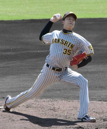 　５回をパーフェクトに抑えた才木＝９日、ウエスタン・広島戦