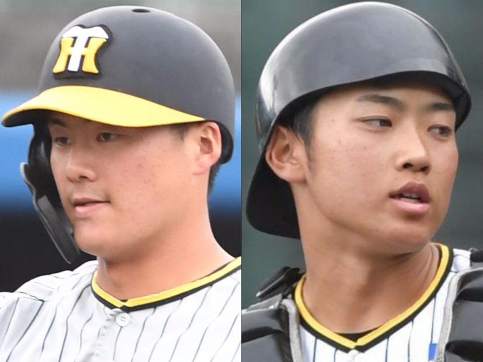 　阪神・前川（左）と中川