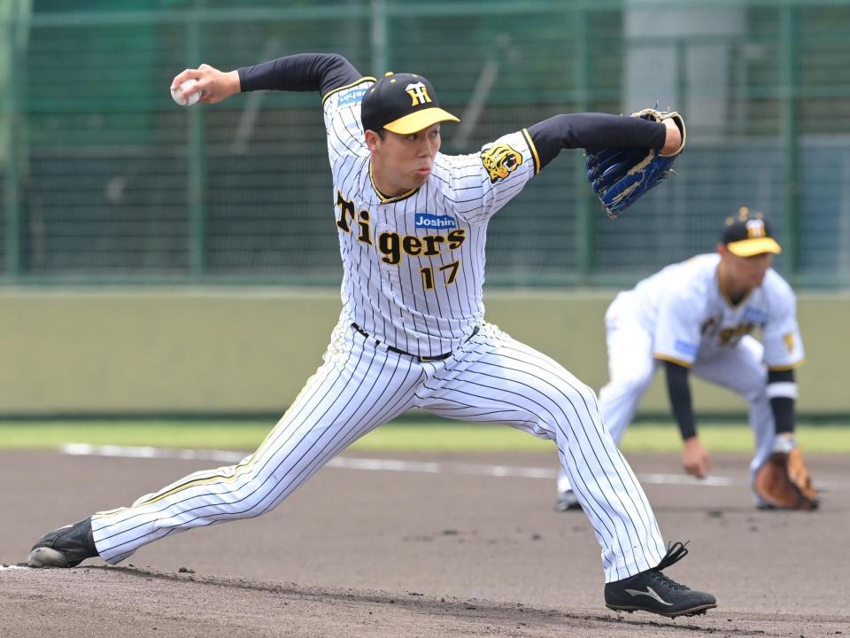 　力投する青柳（撮影・高部洋祐）