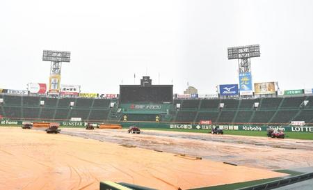 　試合が中止となった甲子園球場（撮影・石井剣太郎）