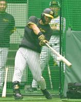 　フリー打撃で快音を響かせる前川（撮影・高部洋祐）