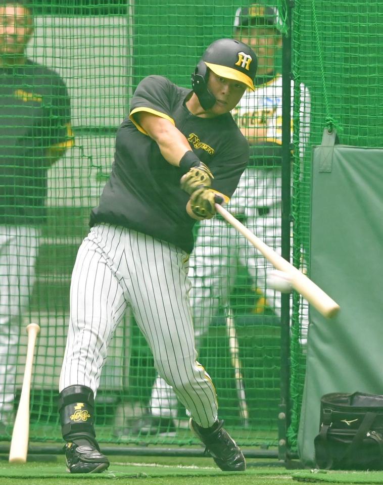 　フリー打撃で快音を響かせる前川（撮影・高部洋祐）