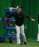 　キャッチボールする富田（撮影・石井剣太郎）