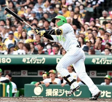 　７回、ソロを放つ梅野（撮影・高部洋祐）