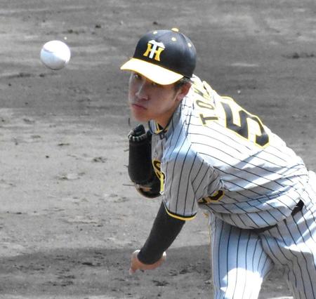 　７回２安打無失点と好投した富田（撮影・山村菜々子）